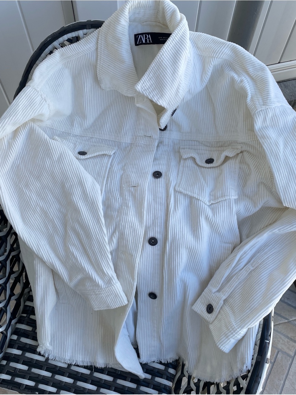 Zara White Corduroy Jacket